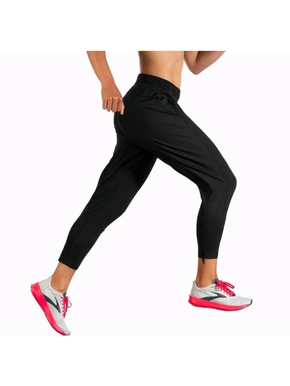 Women's Brooks Shakeout Running Pants Black Elastic Waist Workout Gym Sporty M